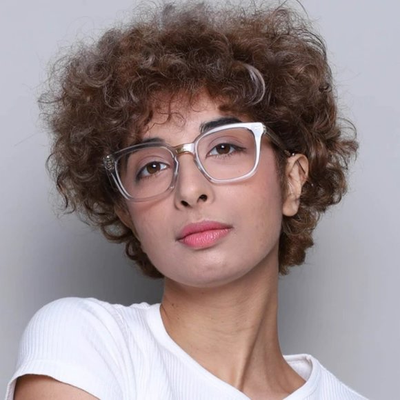 NEW Gucci GG0184O 005 Gray Clear Gold Square Unisex Eyeglasses - Picture 1 of 11